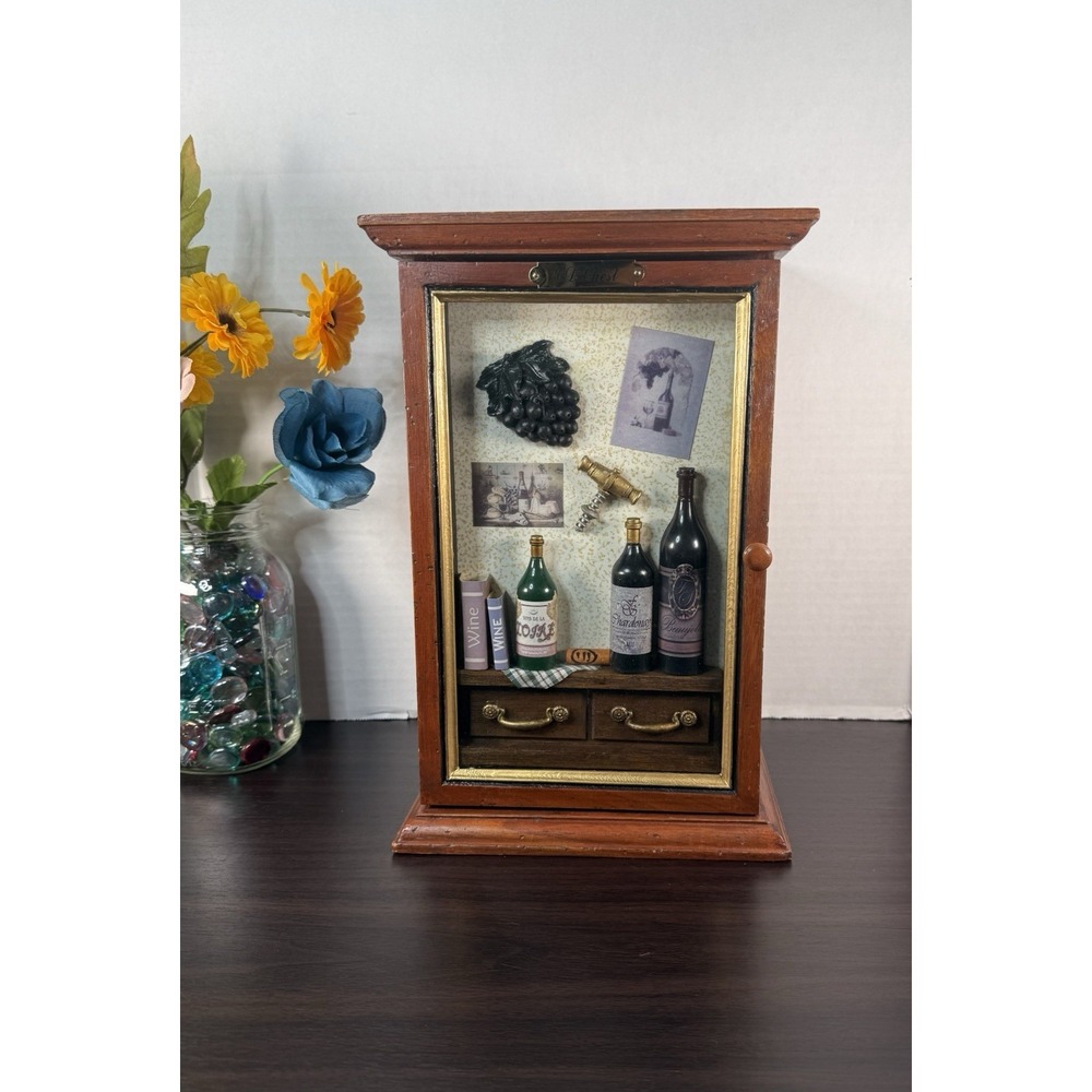 Arister Gifts Collectible Wood 3D Wine-Themed Shadow Box CD Chest Storage Box